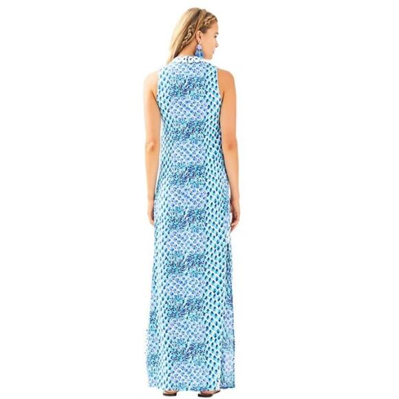 LILLY PULITZER Jane Maxi Dress Size 16+ *ALTERED Up & Shortened* Blue Pineapple - Picture 6 of 15